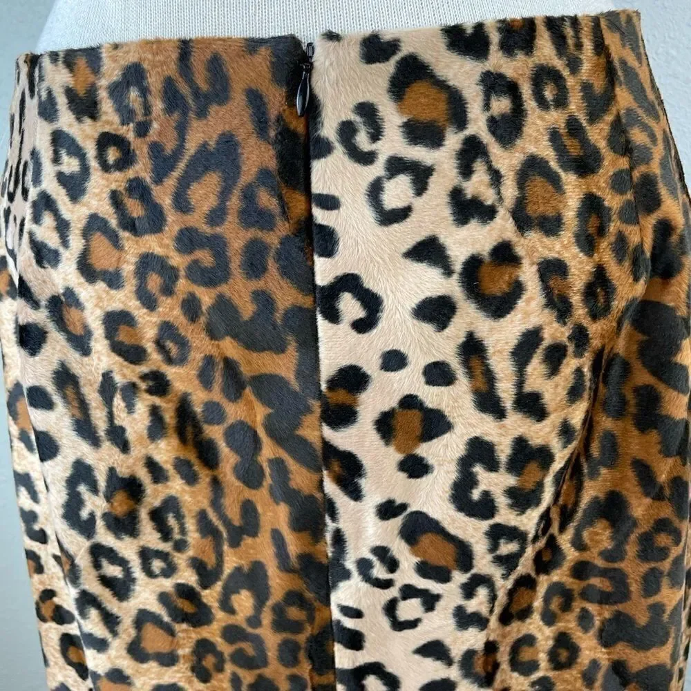 NWT INC Leopard Print Velour Skirt Size 10